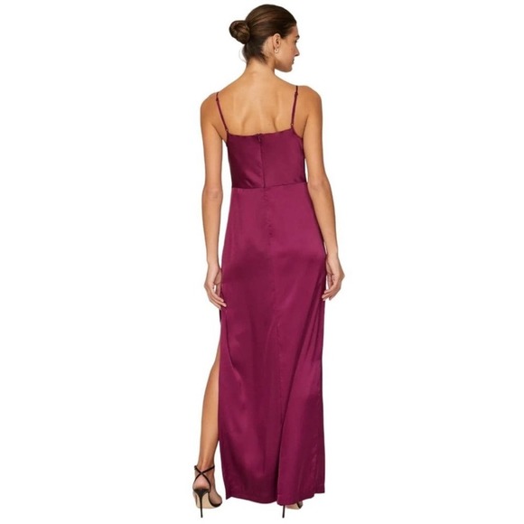 Anthropologie Hutch Silky Carver Maxi Gown In Eggplant Wine - Picture 4 of 11